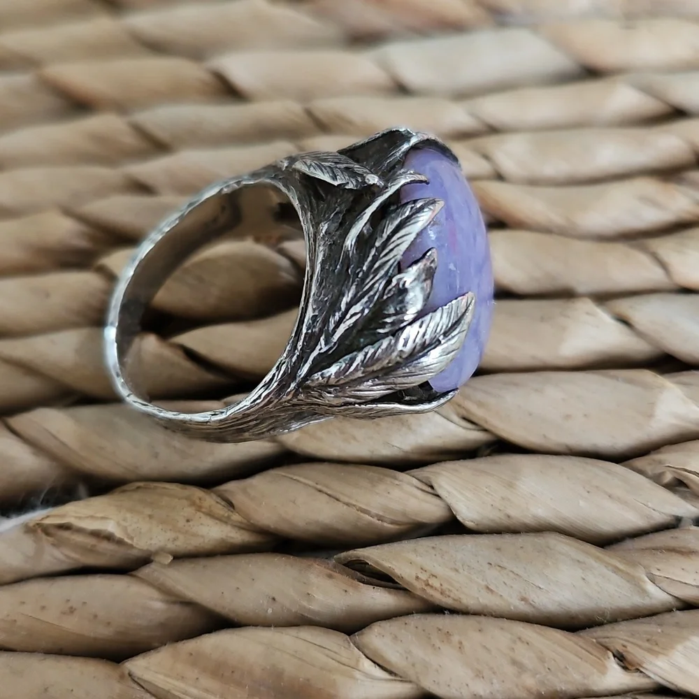 💟HP💟Lavender Jadeite Jade Silver Ring - Picture 6 of 8